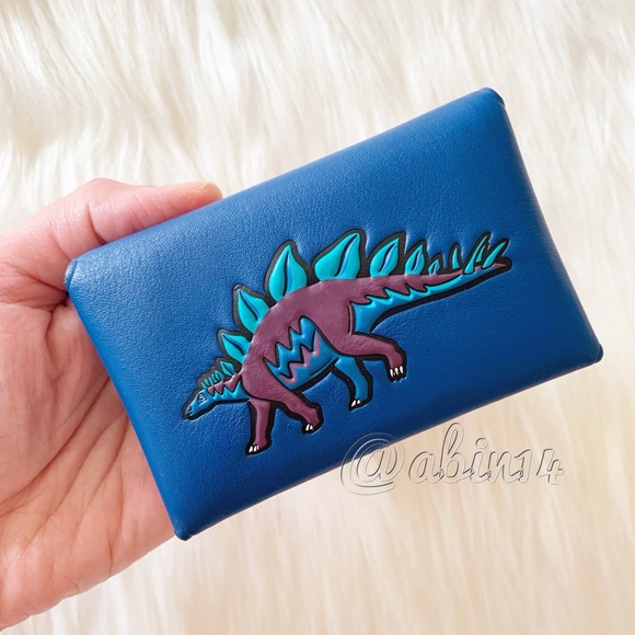 NWT Coach Beast Collection Steggy Dinosaur Turnlock Leather Card Case - Picture 4 of 5